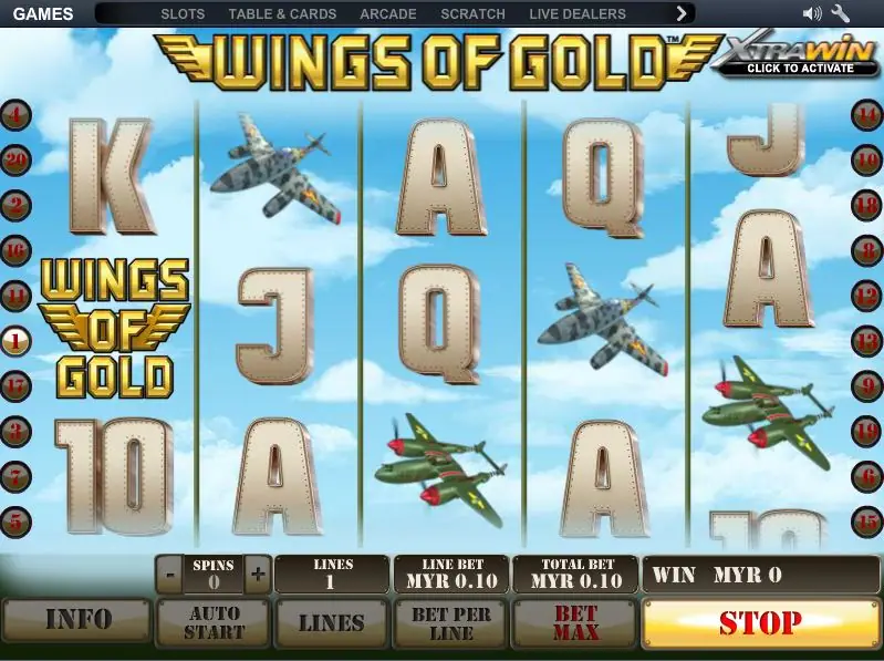 Wings of Gold on NTC33 with camouflaged fighter planes, the Wings of Gold logo symbol and big card letters under a blue sky
